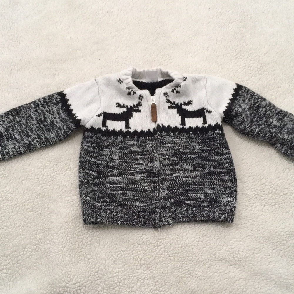 Zip Up Moose Sweater